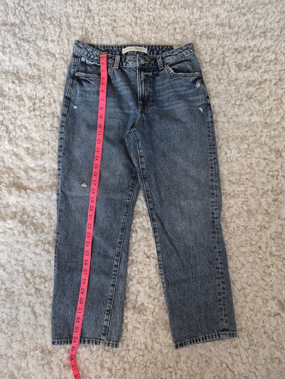 Denver Hayes High Rise Straight Crop Denim Jeans Blue 6 Classic Casual 80's Y2K - Picture 4 of 11